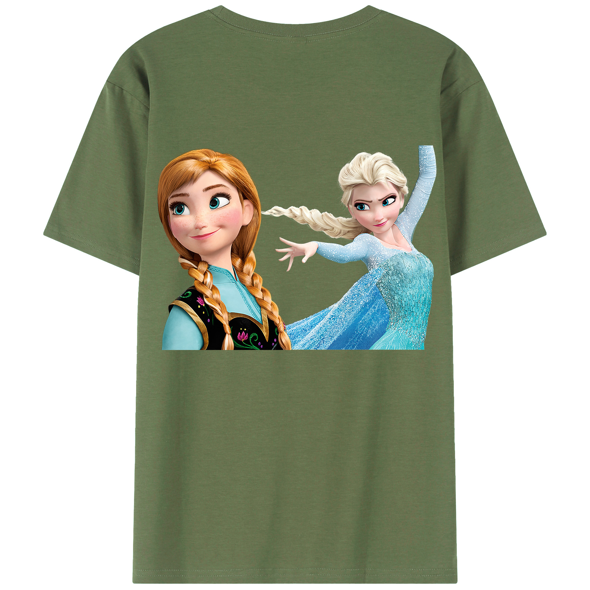 （画像用） アナと雪の女王 アンナ エルサ Frozen Anna Elsa 綿100％ メンズ半袖Tシャツ（バックプリント） 通気性